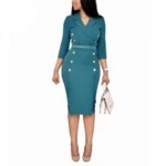 Suit collar button decoration commuter plus size dress