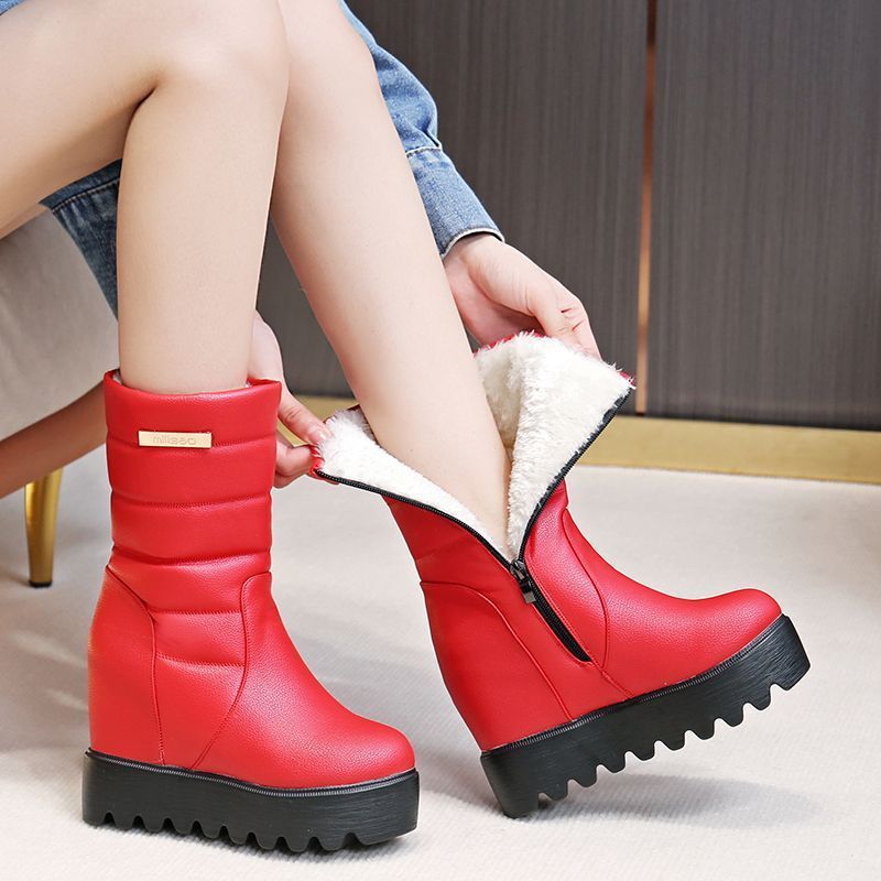 Women's Snow Cotton Tall Leather Fleece Boots