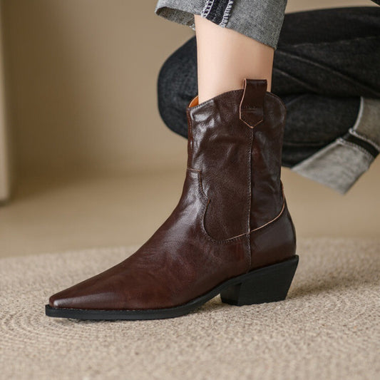 Autumn And Winter New Thick High Heel Pointed Sheepskin Fashion Women's Boots