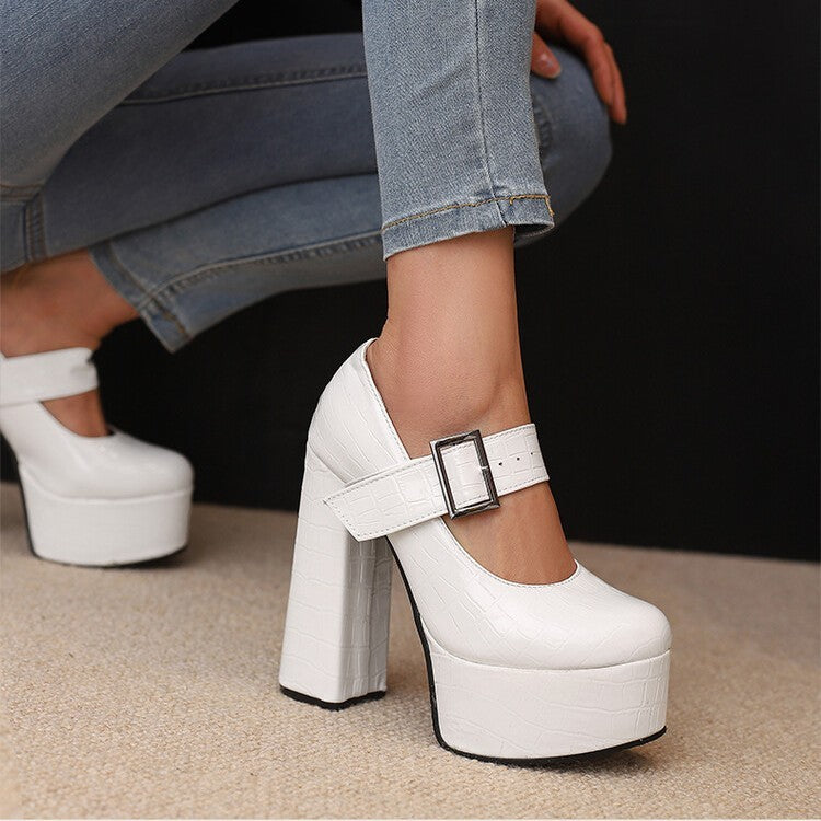 Women's Retro High Heels With Round Toe