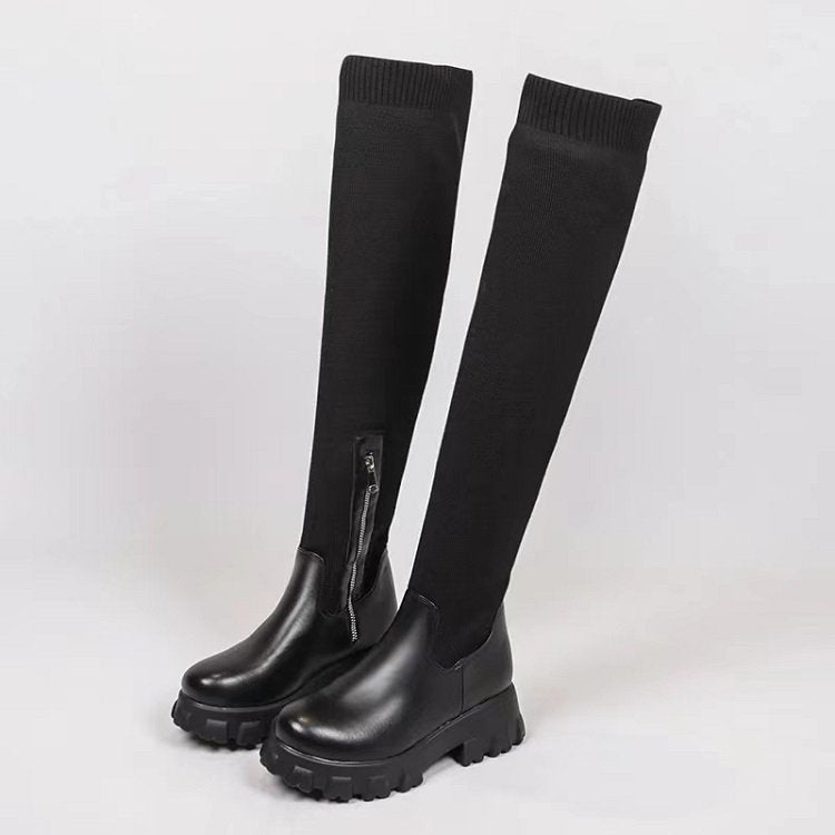 Women's Simple Plus Size Elastic Over The Knee Boots