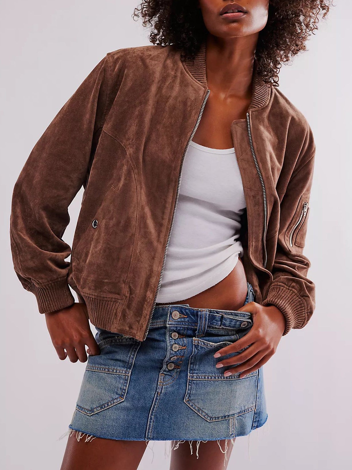 Casual Suede Zipped Jacket