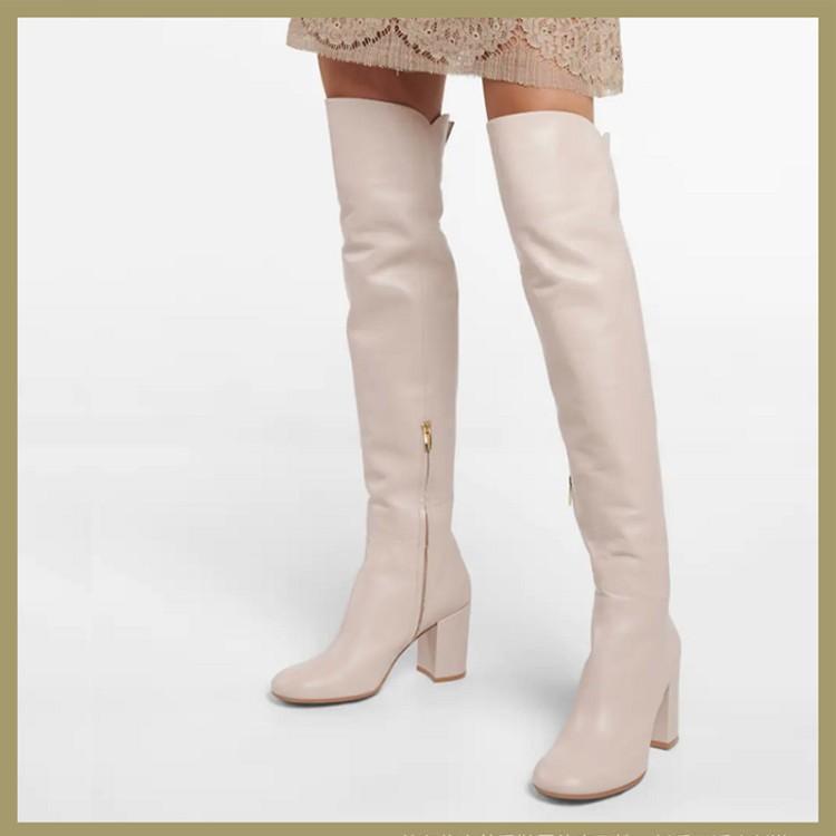 Women's Slim Chunky High Heel Over Knee Boots