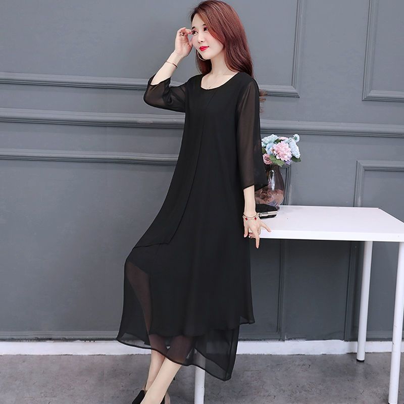 Plus Size Women's Clothing Mom Summer Clothes Dress Women's Fat