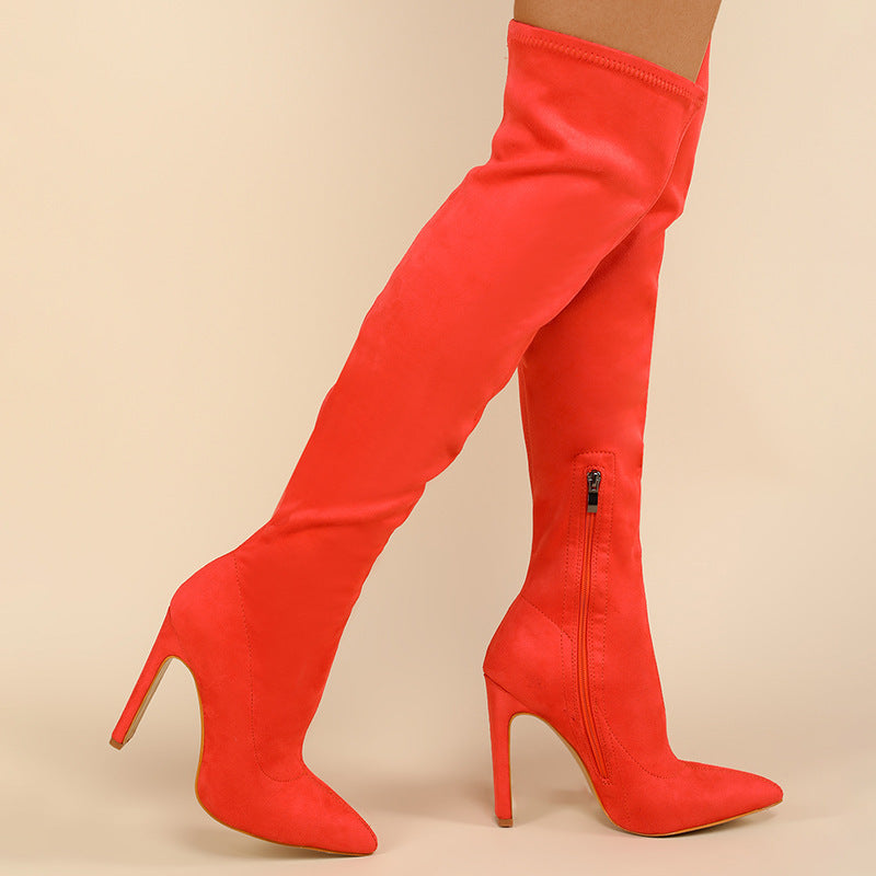 Women's Thick-heeled Inner Zipper Colored Boots