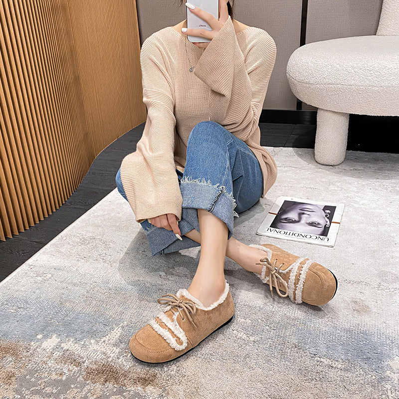 Women's Outer Platform Fleece Lined Cotton Shoes