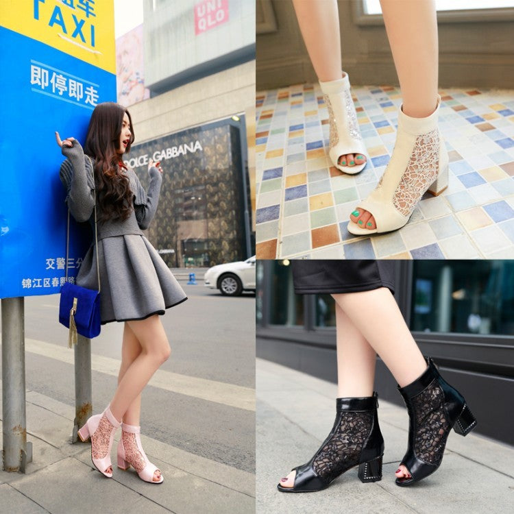 Women's Thick Heel Fish Mouth Hollow Heel Sandals