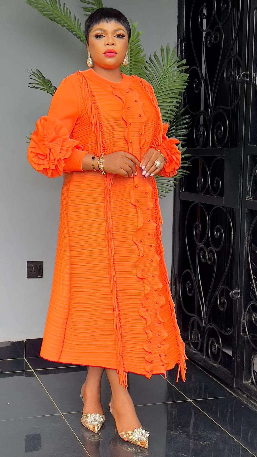 African Plus Size Long Sleeve Dress