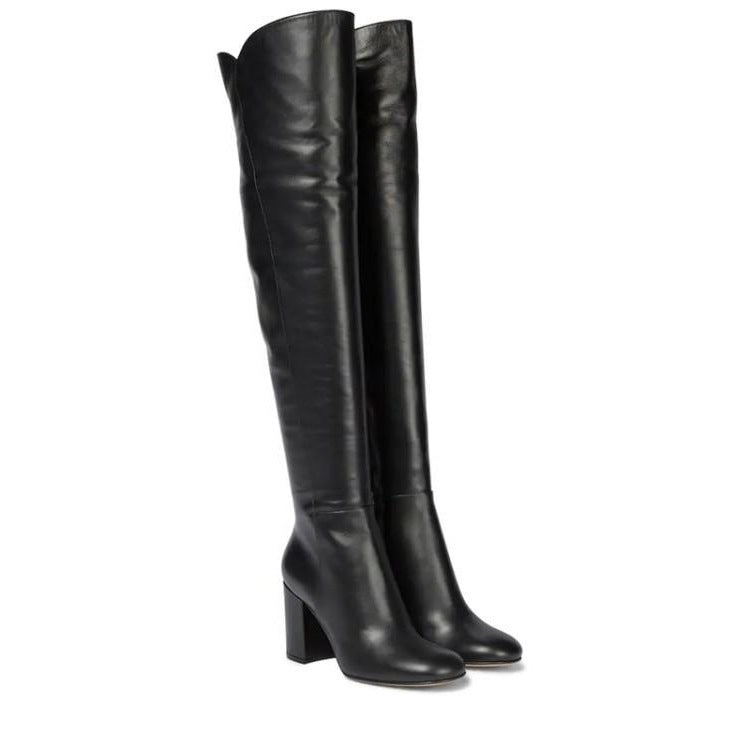 Women's Slim Chunky High Heel Over Knee Boots