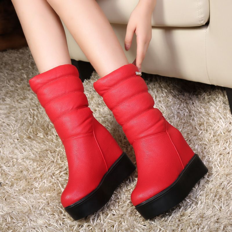 Women's Snow Cotton Tall Leather Fleece Boots