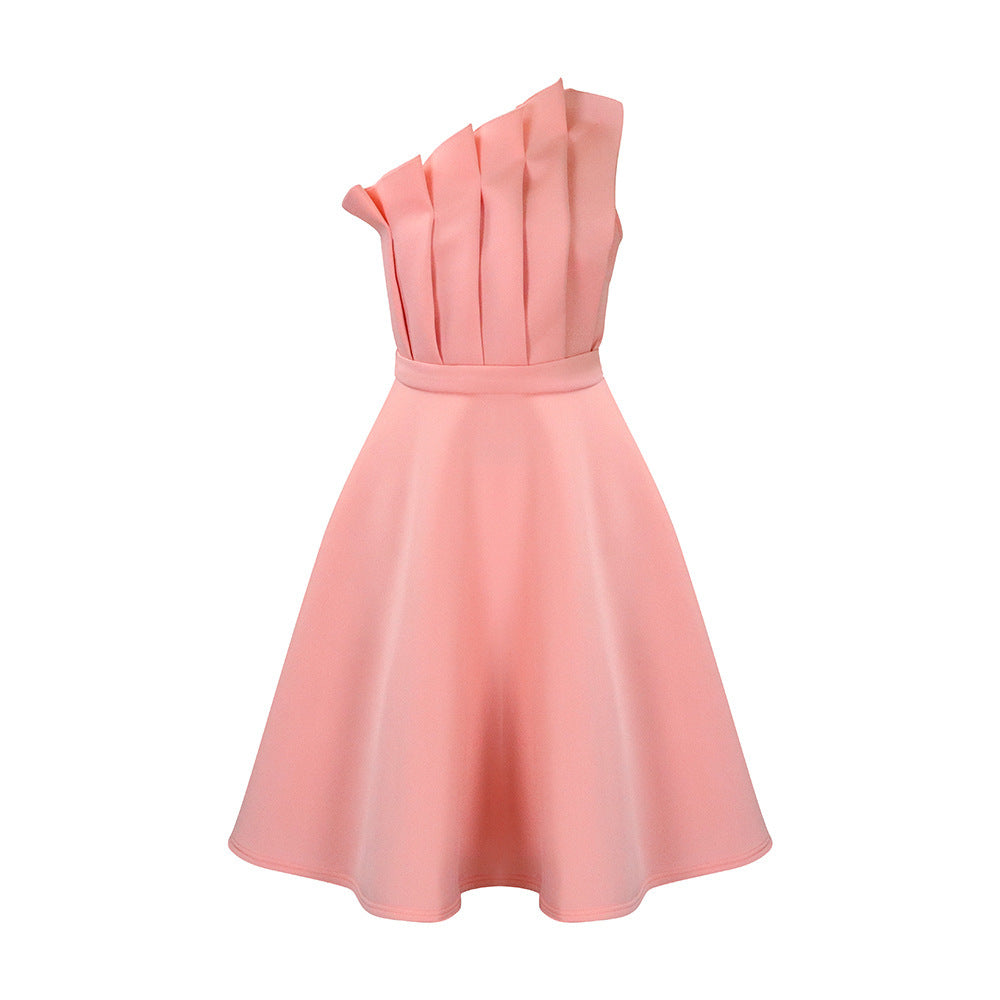 Plus Size High Waist Ruffles Dress