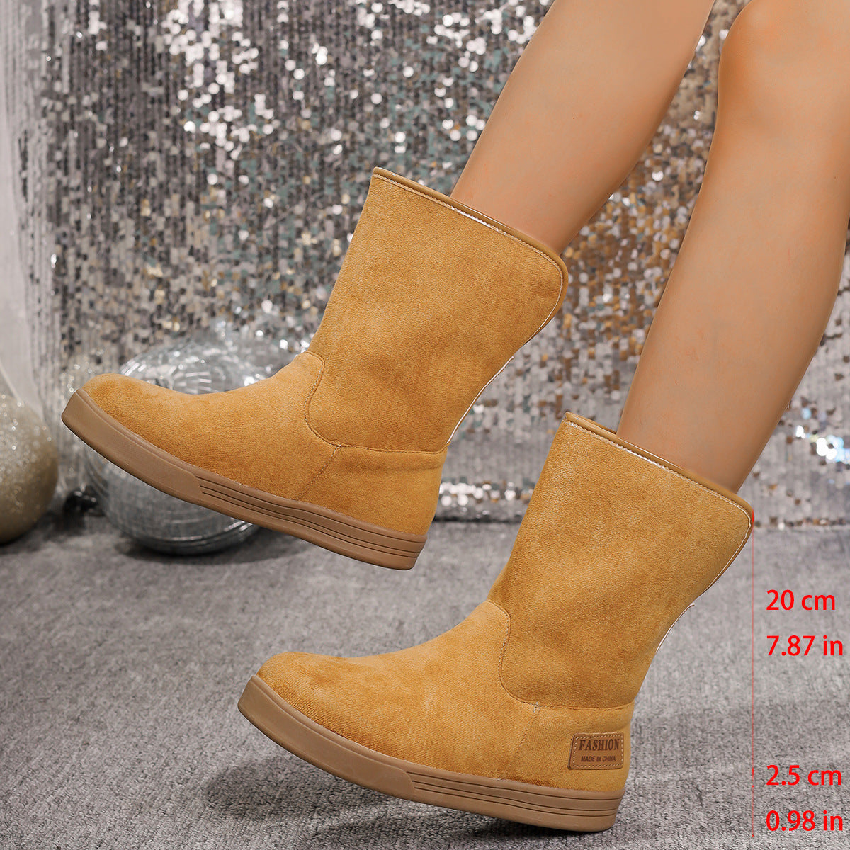 Women's Snow Boots Winter Warm Non-slip Flat Mid-calf Boot Plus Velvet And Thickened Cotton Shoes